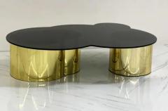 Karl Springer Free Form Biomorphic Brass and Glass Coffee Table 1970s - 3175824