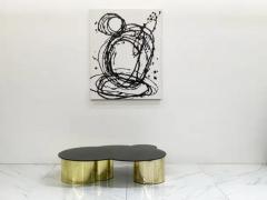 Karl Springer Free Form Biomorphic Brass and Glass Coffee Table 1970s - 3175861