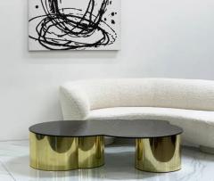 Karl Springer Free Form Biomorphic Brass and Glass Coffee Table 1970s - 3175936