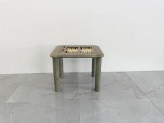Karl Springer Goatskin and Suede Flip Top Game Table Karl Springer 1970s - 4610342