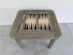 Karl Springer Goatskin and Suede Flip Top Game Table Karl Springer 1970s - 4610347