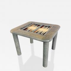 Karl Springer Goatskin and Suede Flip Top Game Table Karl Springer 1970s - 4613447