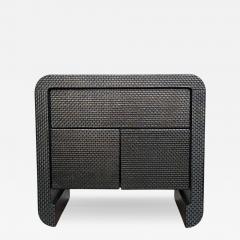 Karl Springer Grasscloth Nightstand Side End Table 1980 - 4133936