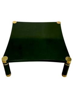 Karl Springer Green Crackle Lacquer and Brass Coffee Table 1970 - 4213175