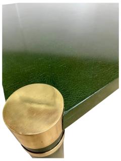 Karl Springer Green Crackle Lacquer and Brass Coffee Table 1970 - 4213178