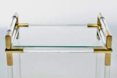 Karl Springer Hollywood Regency Lucite and Brass Rolling Bar Cart 1970s - 3235003