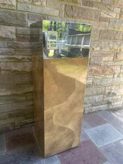 Karl Springer Incredible Tall Karl Springer style Goatskin Chrome Pedestal Mid Century Modern - 4637501