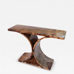 Karl Springer JMF C CONSOLE Two tone Tortoise Goatskin Parchment Freeform inlay - 4603625