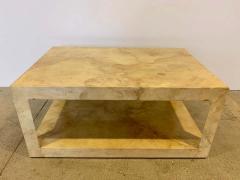 Karl Springer Karl Spinger 1970s Parchment Coffee Table Signed - 1511419