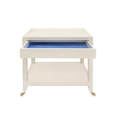 Karl Springer Karl Springer 2 Tier Side Table in Lacquered Linen 2002 Signed  - 3052962