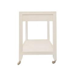 Karl Springer Karl Springer 2 Tier Side Table in Lacquered Linen 2002 Signed  - 3052963