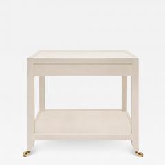 Karl Springer Karl Springer 2 Tier Side Table in Lacquered Linen 2002 Signed  - 3054135