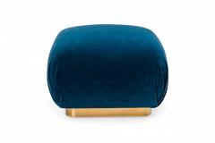 Karl Springer Karl Springer American Blue Velvet and Steel Souffle Ottoman - 2789187