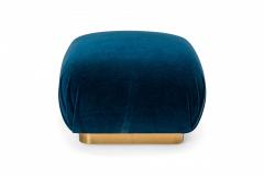 Karl Springer Karl Springer American Blue Velvet and Steel Souffle Ottoman - 2789188