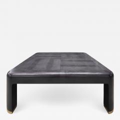 Karl Springer Karl Springer Angular Leg Coffee Table In Embossed Leather 1985 Signed  - 1532601