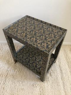 Karl Springer Karl Springer Animal Print Foo Dog Petite Rolling Two Tier Table - 1410176