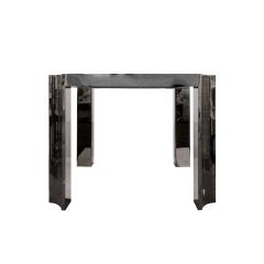 Karl Springer Karl Springer Art Moderne Game Table in Gunmetal with Shagreen Top 1970s - 2745299