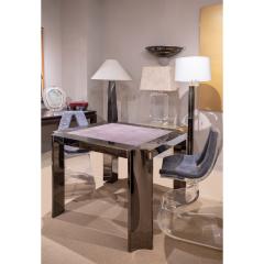 Karl Springer Karl Springer Art Moderne Game Table in Gunmetal with Shagreen Top 1970s - 2745301