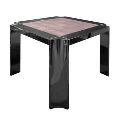 Karl Springer Karl Springer Art Moderne Game Table in Gunmetal with Shagreen Top 1970s - 3373598