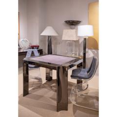 Karl Springer Karl Springer Art Moderne Game Table in Gunmetal with Shagreen Top 1970s - 3373599