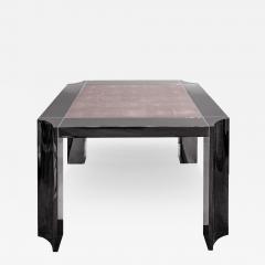 Karl Springer Karl Springer Art Moderne Game Table in Gunmetal with Shagreen Top 1970s - 3373738