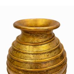 Karl Springer Karl Springer Artisan Hand Blown Glass Vase with Antiqued Gold Leaf 1980s - 3171184