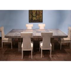 Karl Springer Karl Springer Bauhaus Dining Table in Lacquered Gray Goatskin 1980s - 3545608