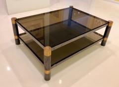 Karl Springer Karl Springer Brass and Gunmetal Coffee Table Signed - 1046941