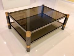 Karl Springer Karl Springer Brass and Gunmetal Coffee Table Signed - 1046942