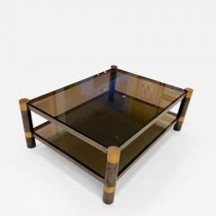 Karl Springer Karl Springer Brass and Gunmetal Coffee Table Signed - 1050171