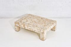 Karl Springer Karl Springer Brass and Tessellated Travertine Coffee Table 1970 - 1793107