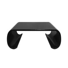 Karl Springer Karl Springer Chic Chinese Curved Coffee Table in Black Cobra 1970s - 3892909