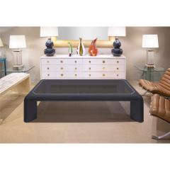 Karl Springer Karl Springer Chic Coffee Table in Embossed Lizard Leather 1994 Signed Dated  - 4436017