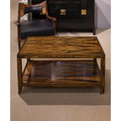 Karl Springer Karl Springer Chic Coffee Table in Zebrawood with Brass Castors 1980s - 4040125