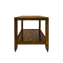 Karl Springer Karl Springer Chic Coffee Table in Zebrawood with Brass Castors 1980s - 4040129