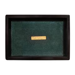 Karl Springer Karl Springer Chic Lidded Box with Green Shagreen Lacquer Top 1980s Signed  - 4299737