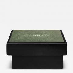 Karl Springer Karl Springer Chic Lidded Box with Green Shagreen Lacquer Top 1980s Signed  - 4305846