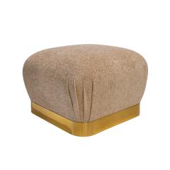 Karl Springer Karl Springer Chic Pair of Souffle Ottomans with Brass Bases 1970s - 3748199