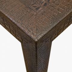 Karl Springer Karl Springer Chic Side Table in Embossed Crocodile Leather 1980s - 3092814