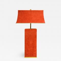 Karl Springer Karl Springer Chic Table Lamp in Brass and Red Suede 1970s - 1141760