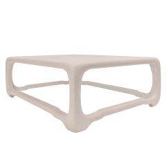 Karl Springer Karl Springer Chinese Cube Style Coffee Table in Beige Lacquered Linen 1980s - 4218661