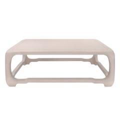 Karl Springer Karl Springer Chinese Cube Style Coffee Table in Beige Lacquered Linen 1980s - 4218666