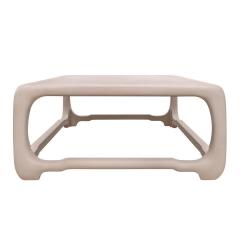 Karl Springer Karl Springer Chinese Cube Style Coffee Table in Beige Lacquered Linen 1980s - 4218667