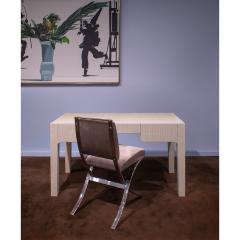 Karl Springer Karl Springer Chinese Parson Style Desk in Scored Leather 1980s - 4427697