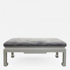 Karl Springer Karl Springer Chinese Style Bench in Gray Lacquered Linen 1970s - 641590