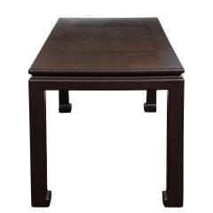 Karl Springer Karl Springer Chinese Style Writing Desk in Embossed Leather 1980s - 2084319