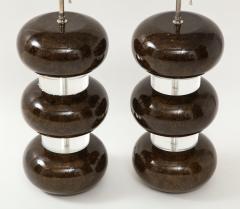 Karl Springer Karl Springer Clear and Marbleized Brown Bubble Lamps - 1779400