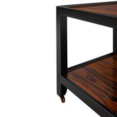 Karl Springer Karl Springer Coffee Table in Figured Zebrawood and Black Lacquer 1980s - 4221001