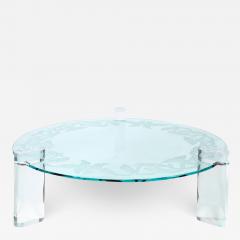 Karl Springer Karl Springer Coffee Table with Lucite Legs and Unique Glass Top 1980s Signed  - 2474517