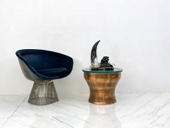Karl Springer Karl Springer Copper Rain Drum Table With Original Textured Glass Top - 3459285